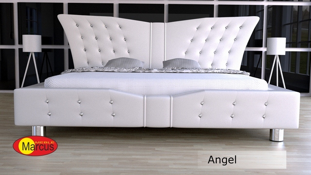 Bílá kožená postel Angel